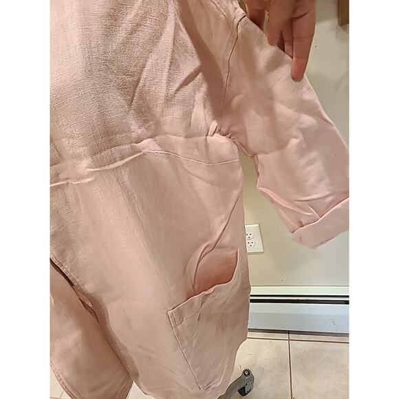 New Eileen Fisher Pink Organic Linen Shawl Collar Jacket Plus 1x - Picture 4 of 10